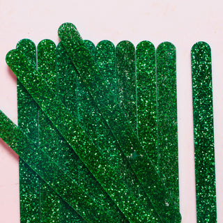 24 Emerald Green Glitter Popsicle Sticks - Popsicle Stick - copy-of-24-red-glitter-popsicle-sticks -  - The Sugar Art