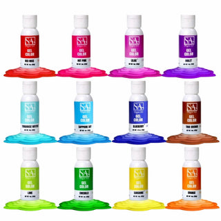 Essential Gel Food Coloring Set - 12 Colors - Gel Food Coloring - full-gel-collection - best food color set, best food coloring set, food color for cakes, food color for fondant, food coloring for buttercream, food coloring for icing, gel, gel food coloring, intense food colors, intense gel food coloring, intense gel food colors, set of strong food colors - The Sugar Art