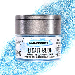 Light Blue Edible Glitter - Edible Glitter - light-blue-edible-glitter - blue edible glitter, diamondust edible glitter, edible glitter, edible glitter for cakes, edible glitter for chocolate, edible glitter for cookies, edible glitter for drinks, FDA, food grade glitter, food safe glitter, glitter covered strawberries, Kosher - The Sugar Art