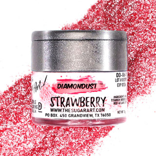 Strawberry Edible Glitter - Edible Glitter - strawberry-edible-glitter - diamondust edible glitter, edible glitter, edible glitter for cakes, edible glitter for chocolate, edible glitter for cookies, edible glitter for drinks, edible glitter spray, FDA, Food Grade, food grade glitter, food safe glitter, glitter covered strawberries, Kosher, light red edible glitter - The Sugar Art