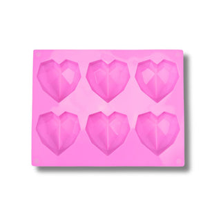 6-Cavity Geo Heart Mold Pink -  - copy-of-6-cavity-geo-heart-mold - silicone - The Sugar Art