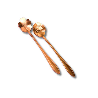 Rose Gold Spoons -  - rose-gold-flower-spoons-set-of-2 - accessories - The Sugar Art