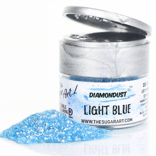 Light Blue Edible Glitter - Edible Glitter - light-blue-edible-glitter - blue edible glitter, diamondust edible glitter, edible glitter, edible glitter for cakes, edible glitter for chocolate, edible glitter for cookies, edible glitter for drinks, FDA, food grade glitter, food safe glitter, glitter covered strawberries, Kosher - The Sugar Art