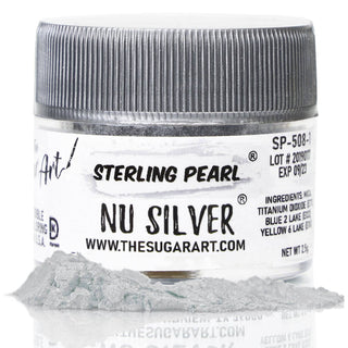 Nu Silver Luster Dust - Edible Luster Dust - nu-silver-luster-dust - best luster dust for cakes and cookies, chocolate coloring, edible luster dust, food grade luster dust, luster dust, luster dust for cakes, luster dust for chocolate, luster dust for cookies, luster dust for cookies and cakes, silver luster dust, sterling pearl - The Sugar Art