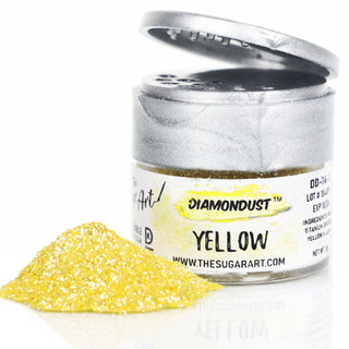 Bright Yellow Edible Glitter - Edible Glitter - yellow-edible-glitter - diamondust edible glitter, edible glitter, edible glitter for cakes, edible glitter for chocolate, edible glitter for cookies, edible glitter for drinks, edible glitter spray, food grade glitter, food safe glitter, glitter covered strawberries - The Sugar Art