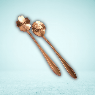 Rose Gold Spoons -  - rose-gold-flower-spoons-set-of-2 - accessories - The Sugar Art