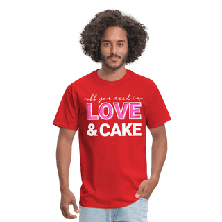 All You Need Is Love & Cake (Unisex) - Unisex Classic T-Shirt | Fruit of the Loom 3930 - all-you-need-is-love-cake-unisex - Men, SPOD, Sportswear, T-Shirts, Workwear - The Sugar Art