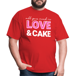 All You Need Is Love & Cake (Unisex) - Unisex Classic T-Shirt | Fruit of the Loom 3930 - all-you-need-is-love-cake-unisex - Men, SPOD, Sportswear, T-Shirts, Workwear - The Sugar Art